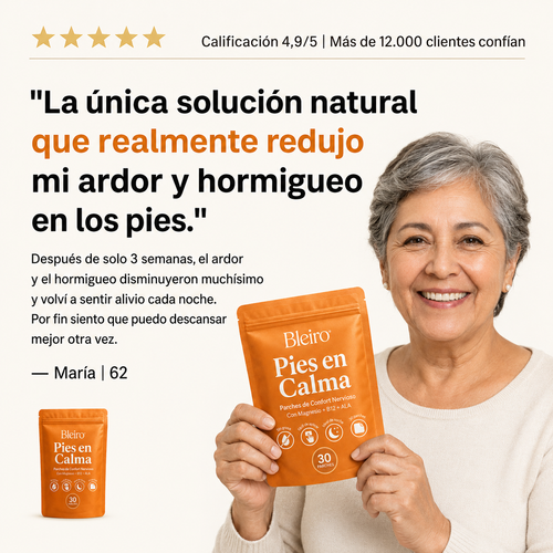 Bleiro Pies en Calma – Parches de Confort para Ardor, Hormigueo y Pies Dormidos