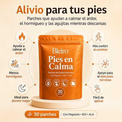 Bleiro Pies en Calma – Parches de Confort para Ardor, Hormigueo y Pies Dormidos