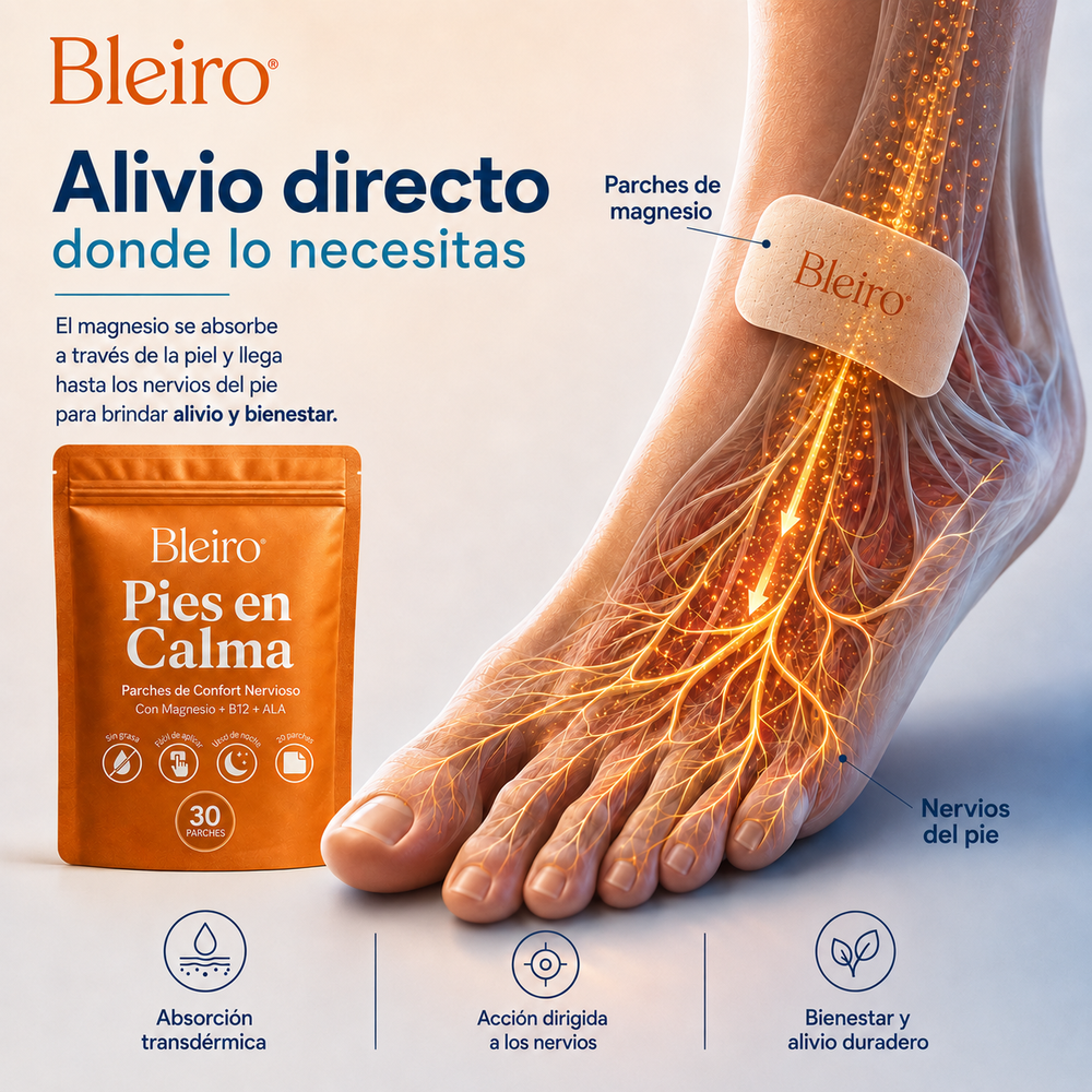 Bleiro Pies en Calma – Parches de Confort para Ardor, Hormigueo y Pies Dormidos